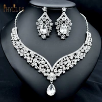 c46 luxury rhinestone womens necklace earring sets wedding bridal jewelry set women party gift wedding dubai jewelry set