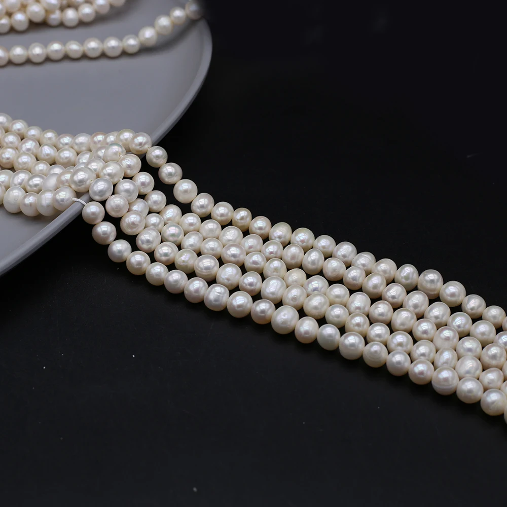 

36CM AA Natural Freshwater Pearl White Round Beads 7-8mm For Women Jewelry MakingDIY Necklace Accessories Healing Gift Decor1pcs
