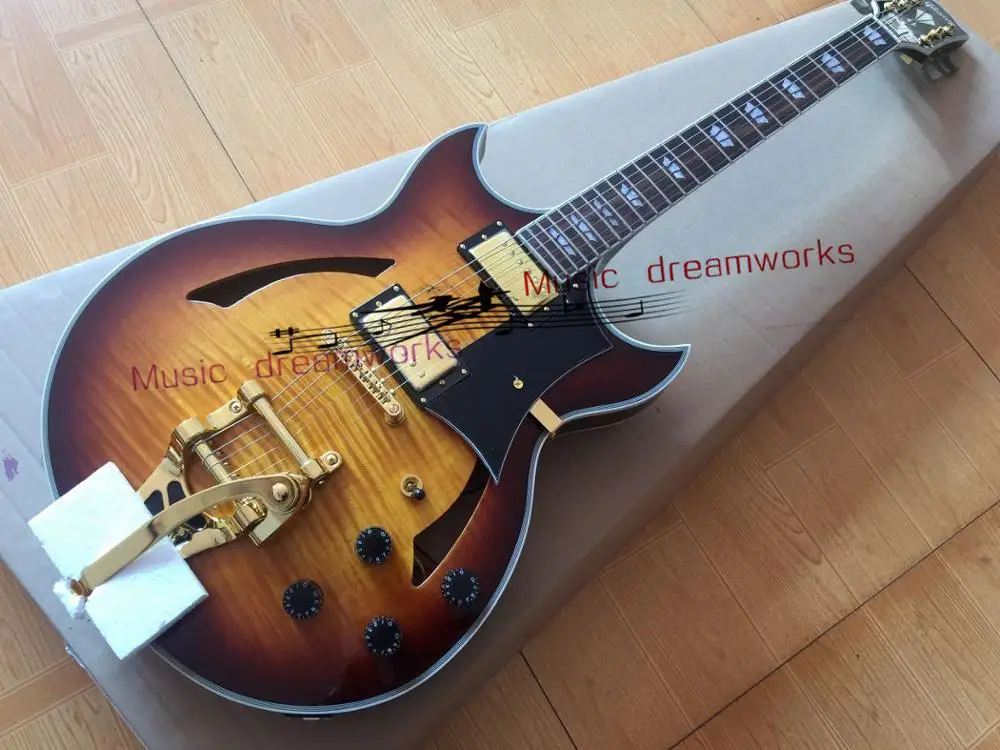 Custom shop Полые джазовые электрогитары Bigsby Tremolo бесплатная доставка Китай OEM