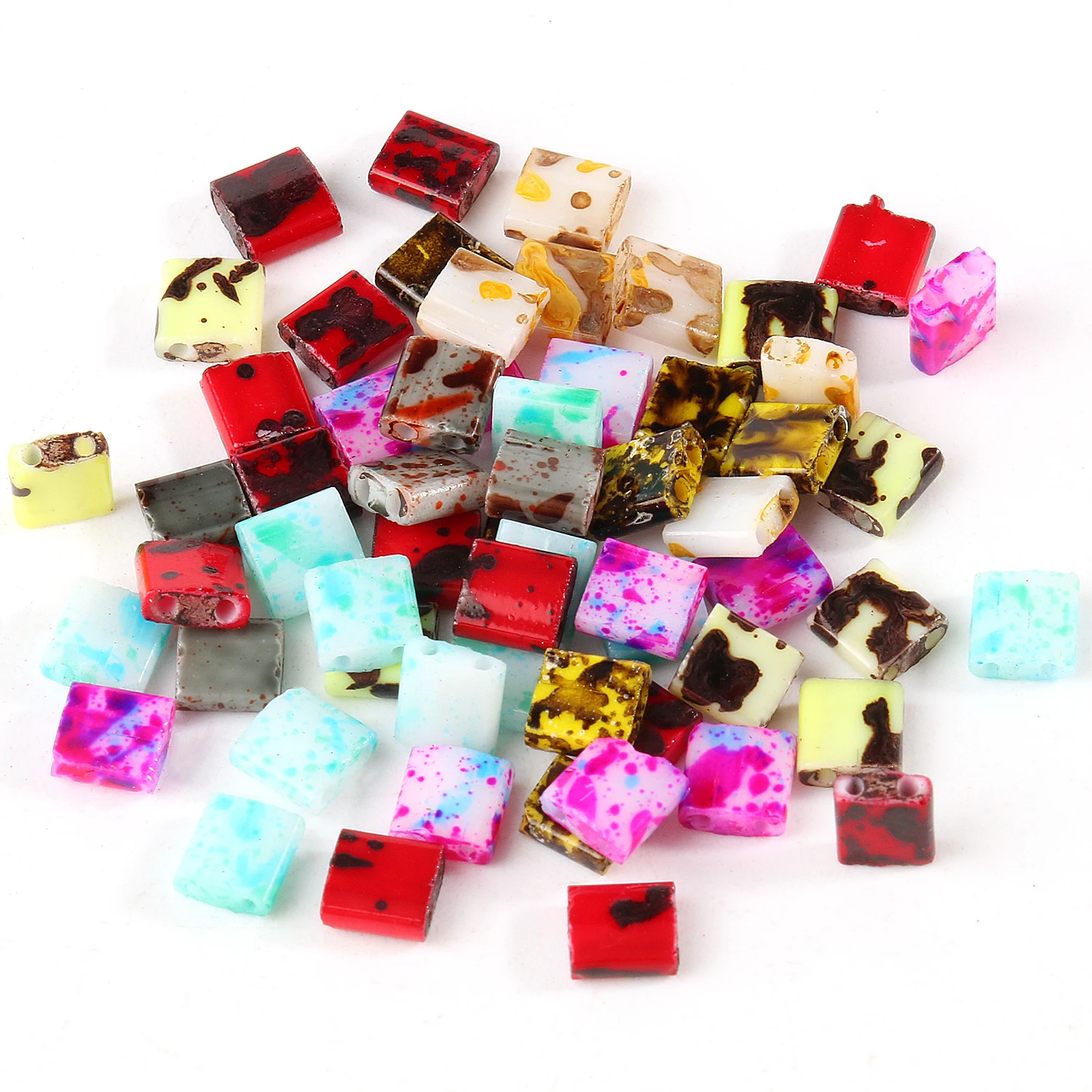 

50pcs/lot Two Hole Tila Beads Multicolor Czech Glass Seed Miyuki Beads for Needlework Jewelry Making Charms Bracelet Accessories