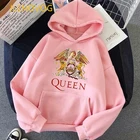 Толстовки Freddie Mercury, женская розовая толстовка оверсайз, толстовка Queeen band в стиле хип-хоп, женская уличная одежда, зимняя одежда
