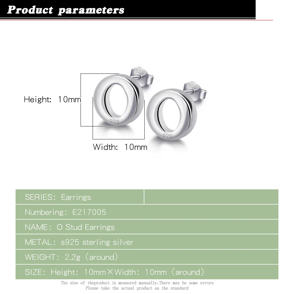 Minimalist Original 925 Sterling Silver Stud Earrings Women's Solid Round Non-allergic Ear Jewelry Accessories | Украшения и