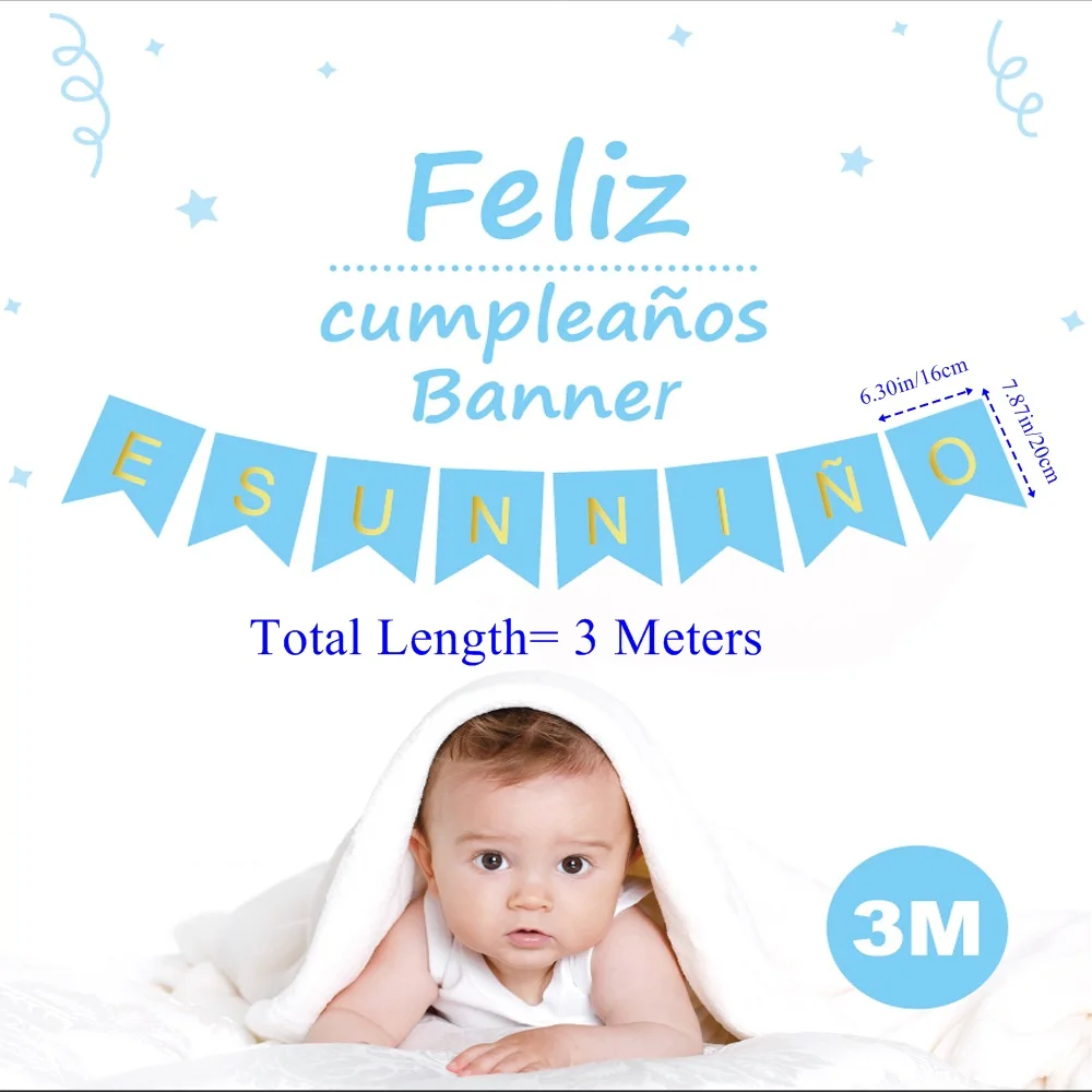 Праздничные украшения для вечерние ринки надпись ES UN NINO на день рождения золотой