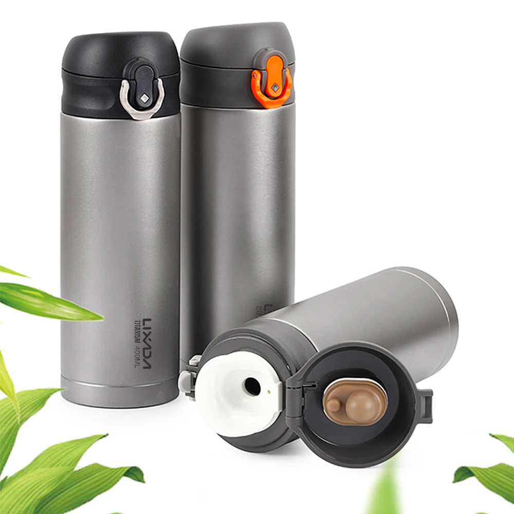 

Lixada 400ml Titanium Vacuum Insuated Water Bottle Press Button Leakproof Outdoor Sports Bottle Direct Drinking Sports Flask
