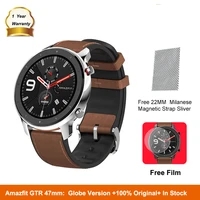 global version amazfit gtr 47mm smart watch 5atm waterproof smartwatch 24days battery gps music control leather silicon strap