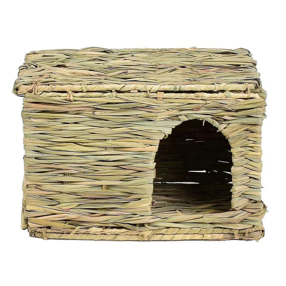 

Foldable Sleeping Bed Cottage Hideaway Chew Toy Breathable Rabbit Straw House Natural Grass Cage Hut Small Animal Grassy Nest