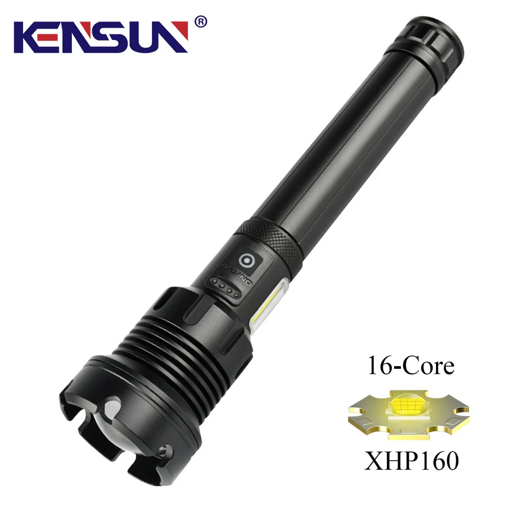 

Фонарик Power ful XHP160 с босветильник светом, Пауэр банк, 7 режимов, масштабируемый перезаряжаемый водонепроницаемый светильник ильник для кемпи...