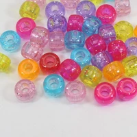 200 mixed glitter transparent color acrylic barrel pony beads 9x6mm kids crafts