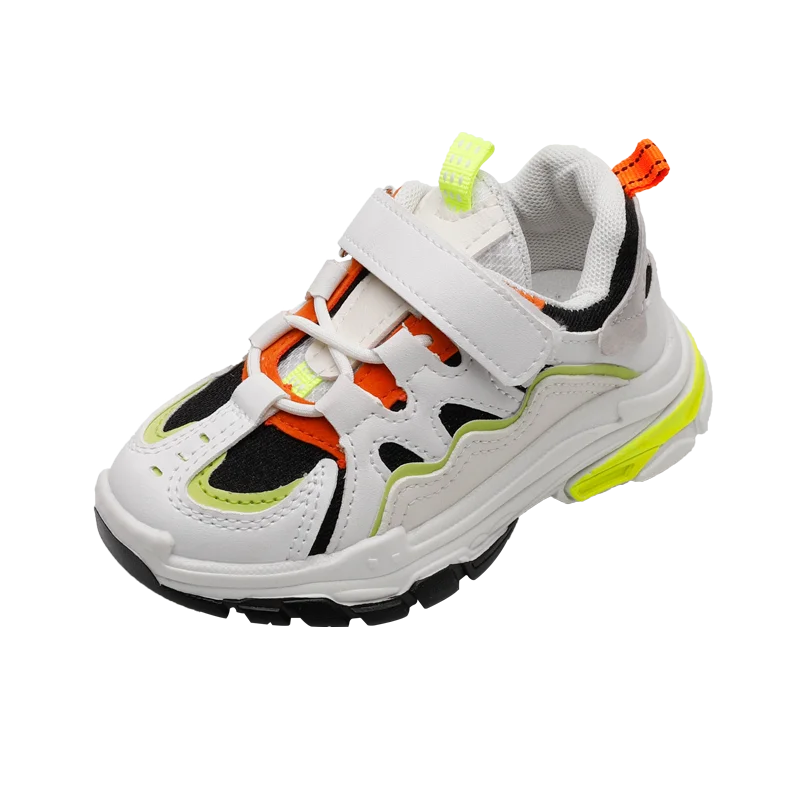 

2021 Spring Kids Boy Girl Shoes Casuals Hook & Loop Mixed Colors Shallow Round Toe Fashion Neutral Flat Heels Air mesh Sneakers
