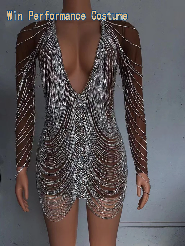 Яркий прозрачный комбинезон Стразы с длинными рукавами сексуальные леггинсы