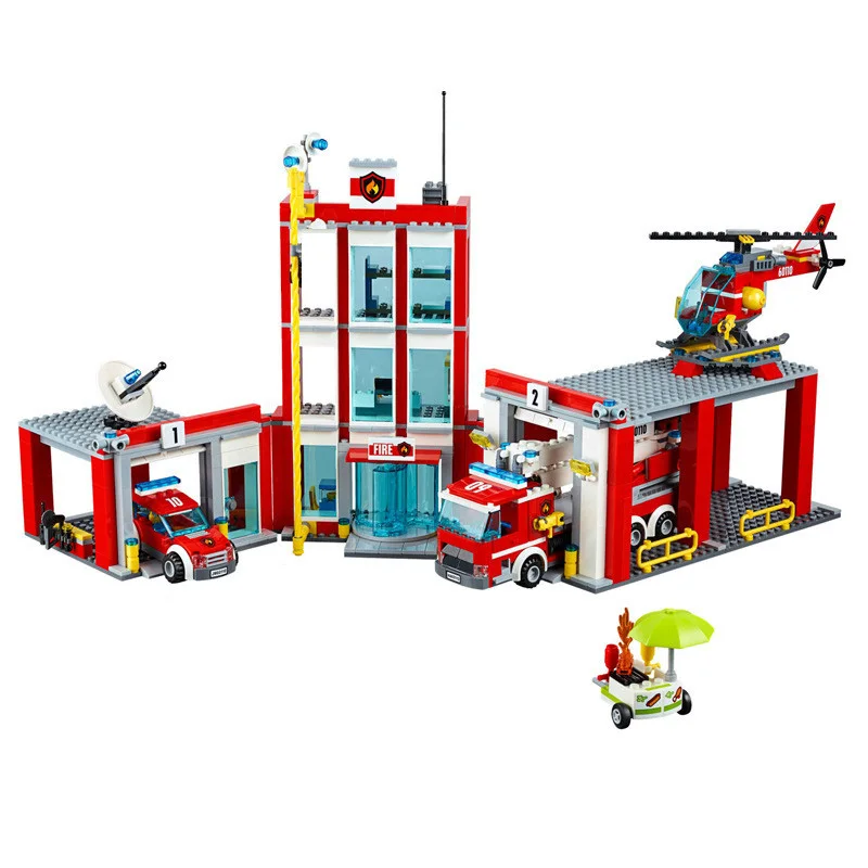 

IN STOCK NO BOX 82038 Fire Department Station small particle building block toys 180034 support drop shipping 1029PCS
