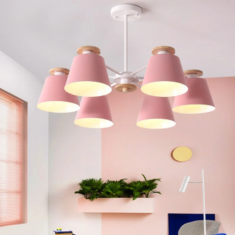 

Colorful Chandelier Lighting For Living Room LED Lustre Wooden Hanging Light Ceiling Chandeliers Modern Kitchen Lights