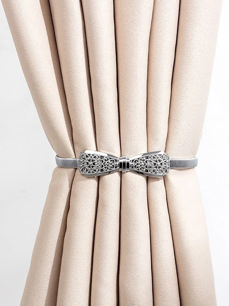 Creative Elastic Metal Curtain Strap Tie Aluminum Alloy Spring Buckles Home Decoration Tieback Clip Accessories | Дом и сад