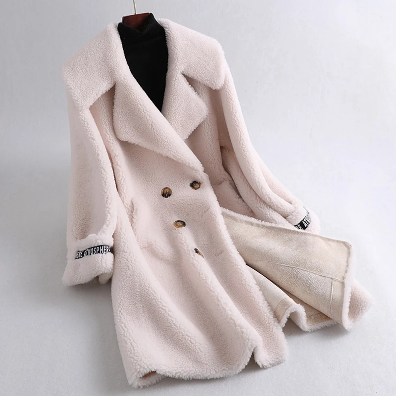 Abrigos mujer invierno шерстяное зимнее пальто, Женское пальто из овечьей шерсти с меховым воротником, верхняя одежда, настоящая цена, одежда