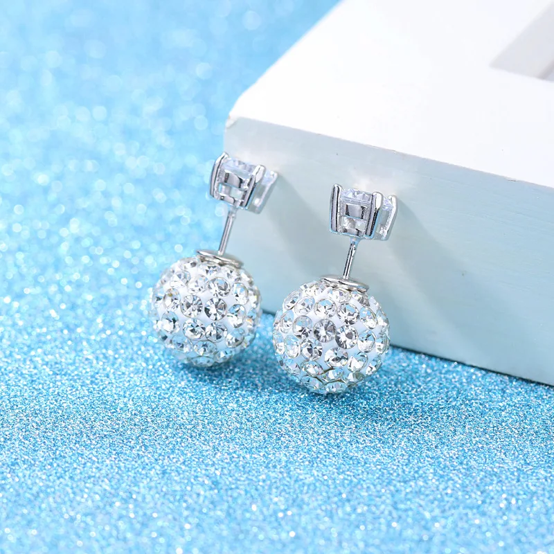 Women's Fashion Stud Earrings Crystal Beads for Bride Wedding Cubic Zirconia Jewelry Gift Female | Украшения и аксессуары