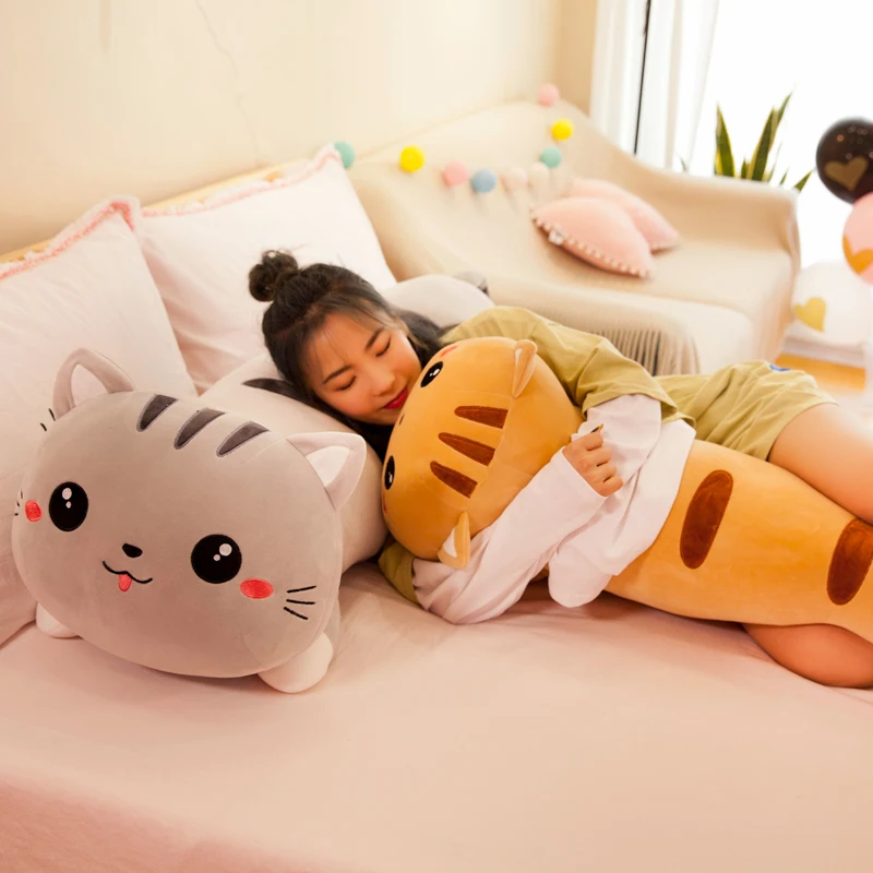 

1pc 130cm Big Size Kawaii Long Cat Pillow Plush Toy Soft Stuffed Plush Animal Dolls Cushion for Kids Girls Home Decor Gifts