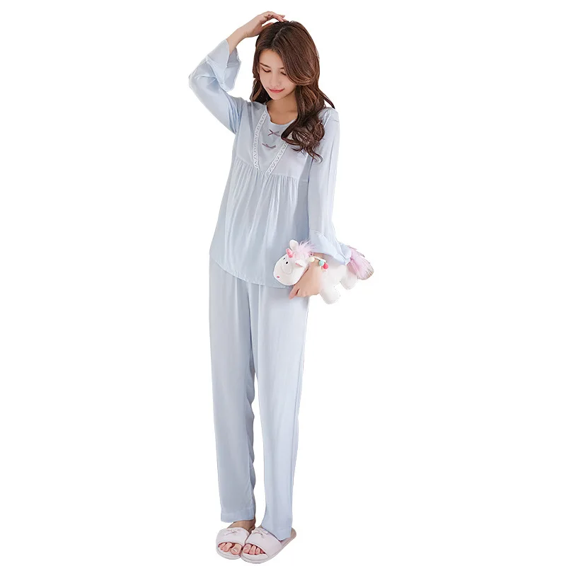 MS, Женский пижамный комплект, весна-осень, новинка, тонкая, с длинным рукавом, милые пижамы, Повседневная Домашняя одежда, Милый хлопковый комплект из двух предметов