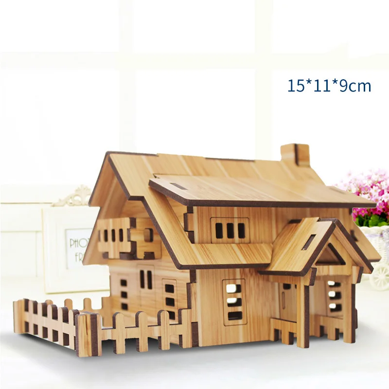 3D бамбуковые деревянные головоломки игрушки пазлы архитектура дом сделай сам