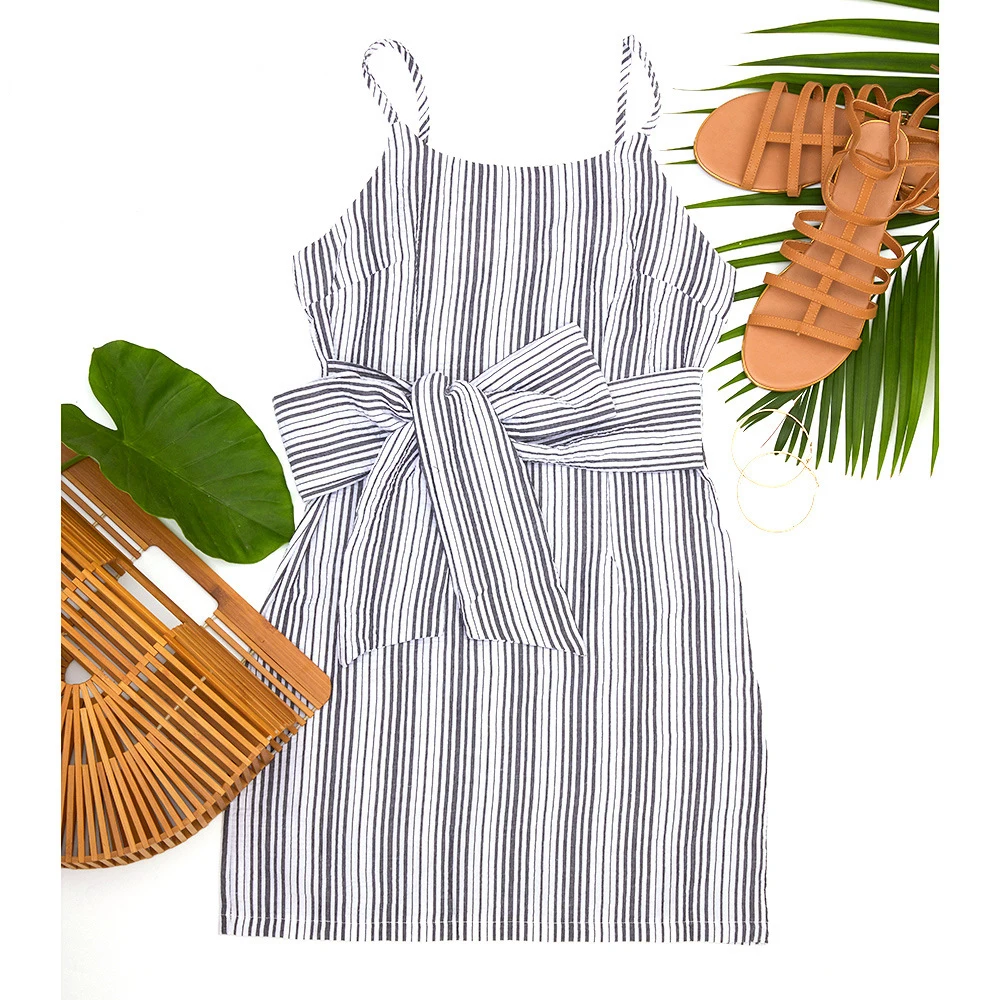 

Harajuku Stripe Print Y2K Mini Skirt Strap Dresses Women Aesthetic Backless Halter Skinny Summer Dress Party Korean Cute Outfits