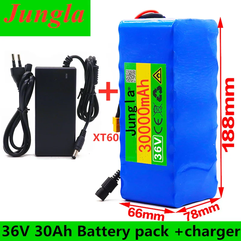 

36V10S4P 30Ah battery pack 500W batteria ad alta potenza 42V 30000mAh Ebike elettrica BMS 42v batteria con xt60 spina + charger