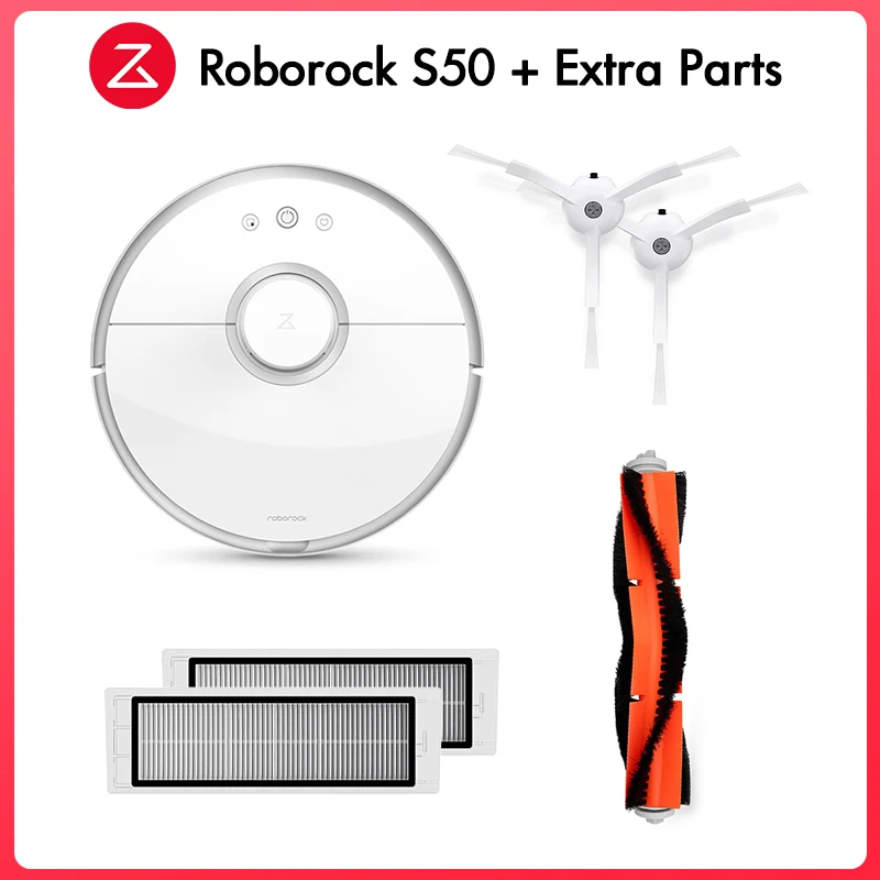 Глобальный Roborock робот пылесос 2 s50 s55 для Xiaomi Mi дома приложение Smart мокрый Чистка Уборка Пыли Интеллектуальный путь планируется - Цвет: White Add Extra Part