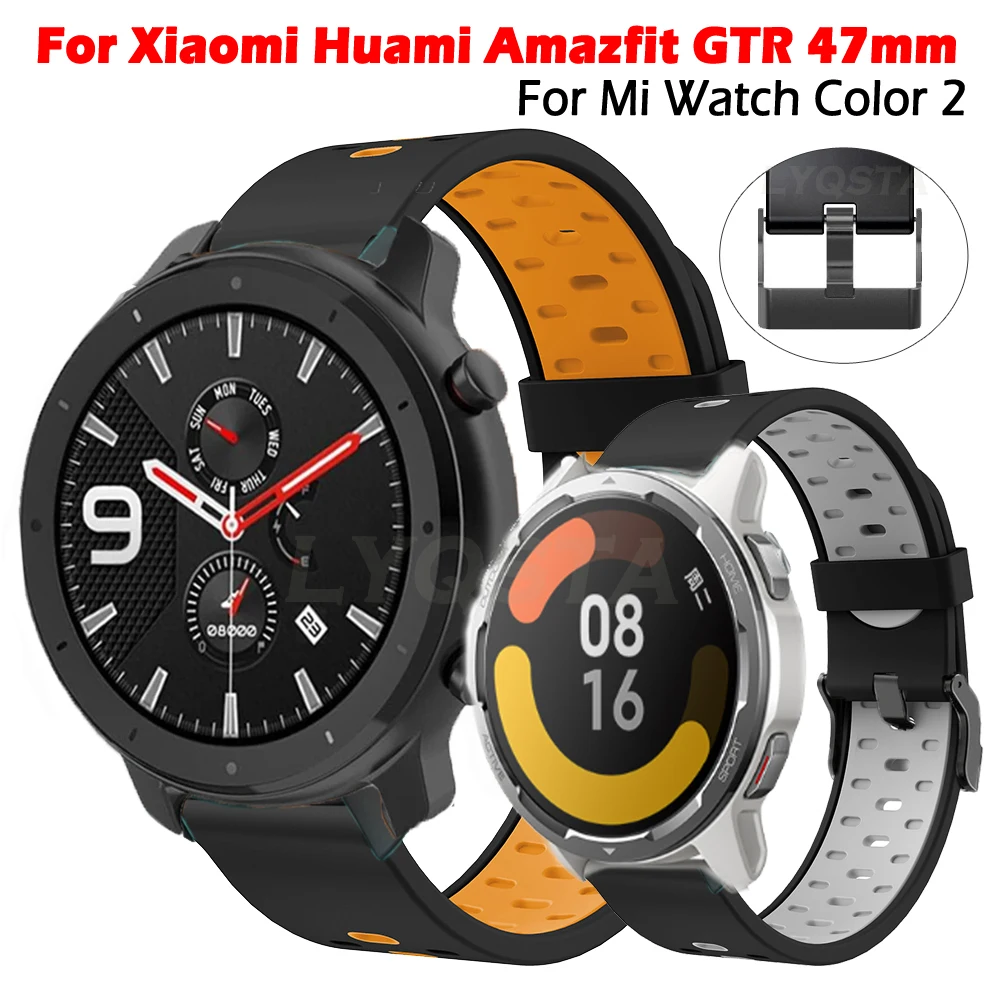 Браслет на запястье для Huami Amazfit GTR 3 3Pro 47 мм, спортивный силиконовый ремешок для смарт-часов Xiaomi Mi Watch, цвет 2, 22 мм