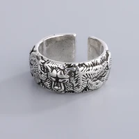 chinese style retro dragon ring silver plated carved pattern ring charm womens dance party jewelry anniversary gift