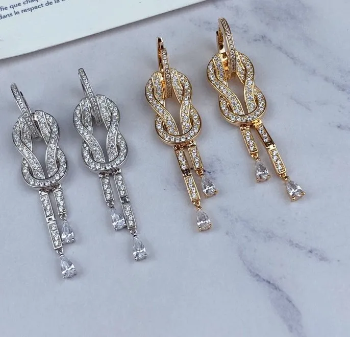 Роскошные брендовые серьги lucky 8 с неограниченными кисточками, полностью алмазные серьги из стерлингового серебра с французским узлом, ювел...