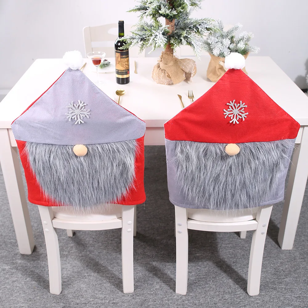 

4pcs Rudolf Chair Covers Hat Chair Covers Christmas Decor Dinner Chair Xmas Cap Sets Dinner Table Hat Chair Back Covers for Home