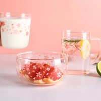 pink dessert glass cups girl bowl transparent fruit salad nordic milk breakfast cup coffee mug set gift vaso drinkware df50bl