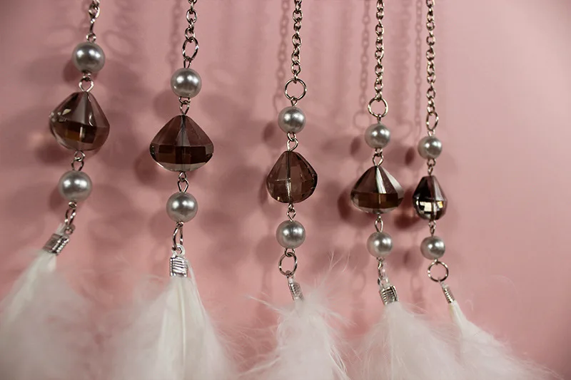 

Handmade Moon Dream Catcher Feather Bead Hanging Decoration Ornament Gift Colorful Craft Dreamcatcher Wind Chimes Art Pendant