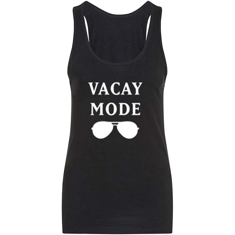 

Lyprerazy Summer Funny Letter Print Tank Top Women's Vacay Mode Sunglasses Fitness Workout Racerback Tank Tops