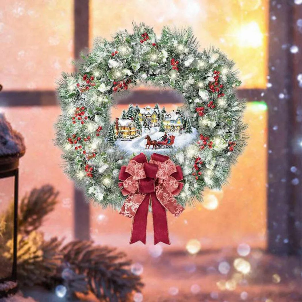 

1/2pcs Wall Window Stickers Merry Christmas Gift Xmas Decals Art Home Shop Decor Wreath PVC Double-sided Visual Design 20x30cm