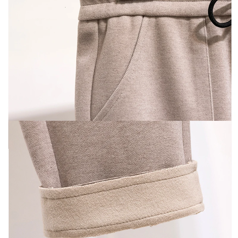 

Autumn Winter Woolen Pants Women Warm Plus Velvet Thickening Straight Pants Korean Style Higt Waist Casual Solid Color Trousers