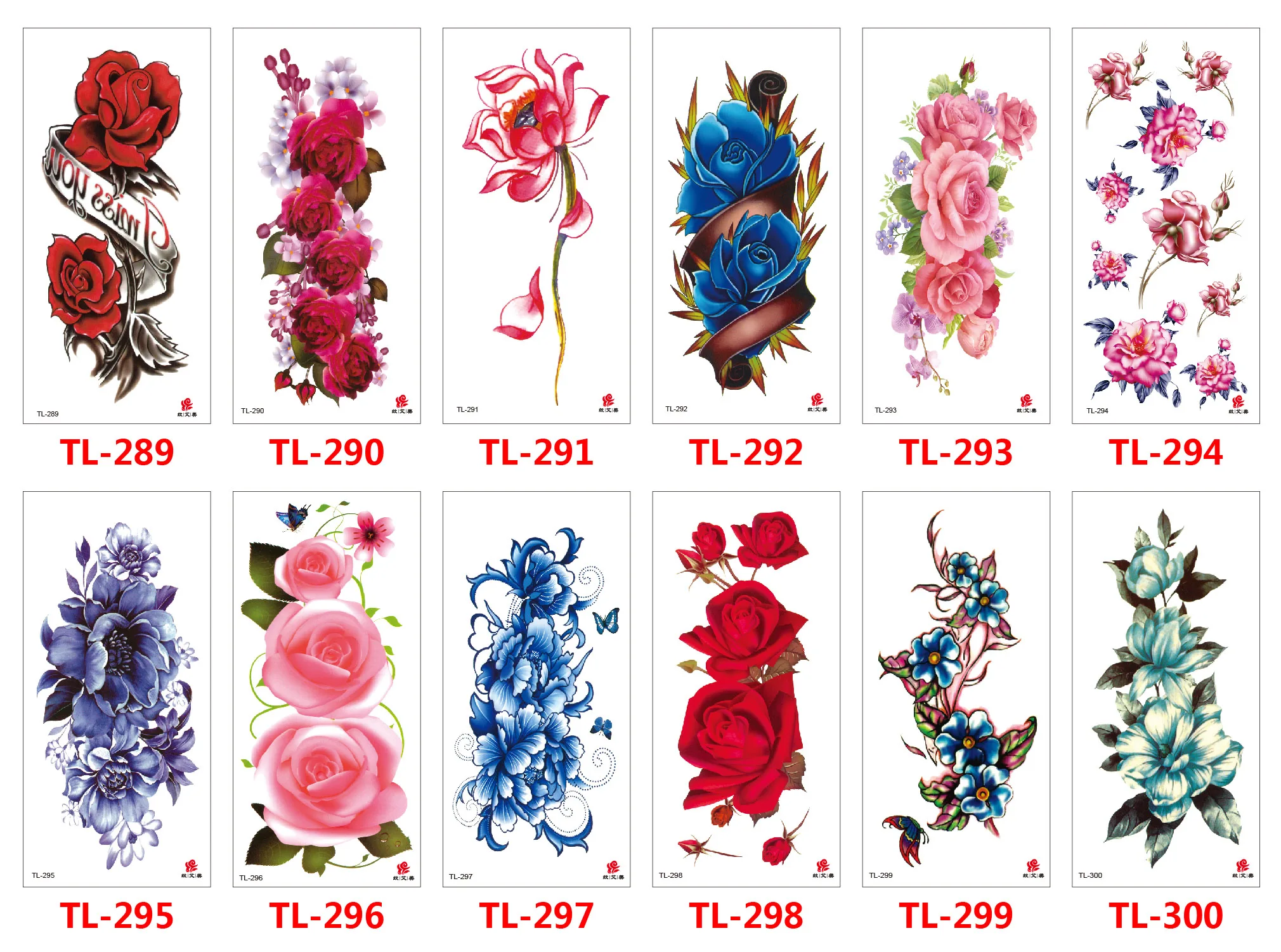 

Waterproof Temporary Tattoo Sticker Multiple Colors Flowers Designs Tattoos Body Art Arm Fake Tatoo Women Men