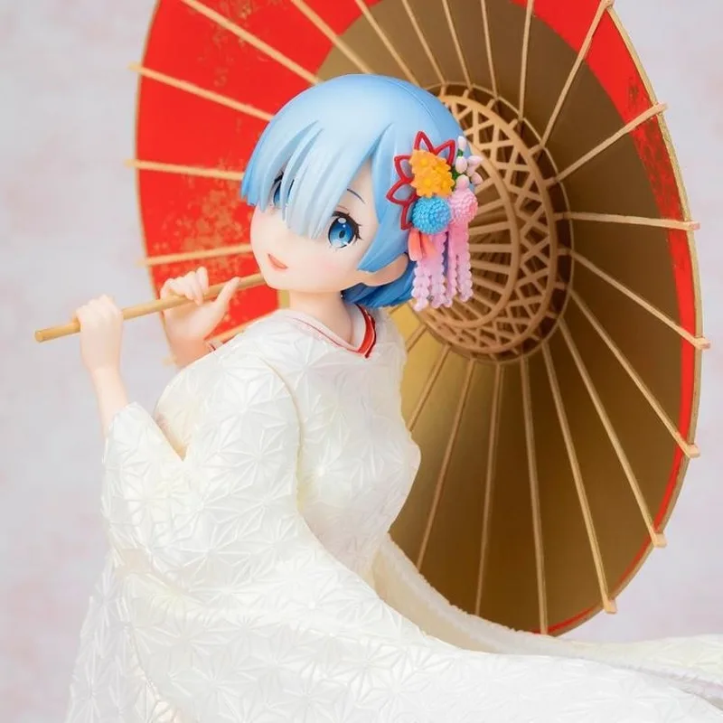 Кимоно для невесты с зонтиком белое аниме Re: Life in a Different World From Zero Rem Ram Furyu 29 см