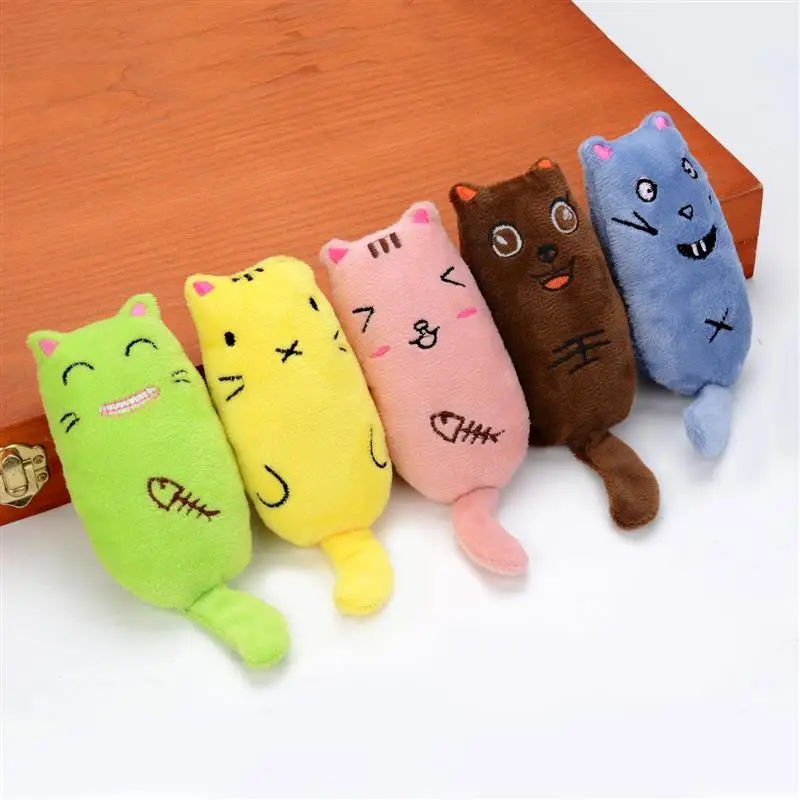 

5PCS Teeth Grinding Catnip Toys Interactive Plush Cat Toy Pet Kitten Chewing Vocal Toy Claws Thumb Bite Cat Mint Pet Supplies