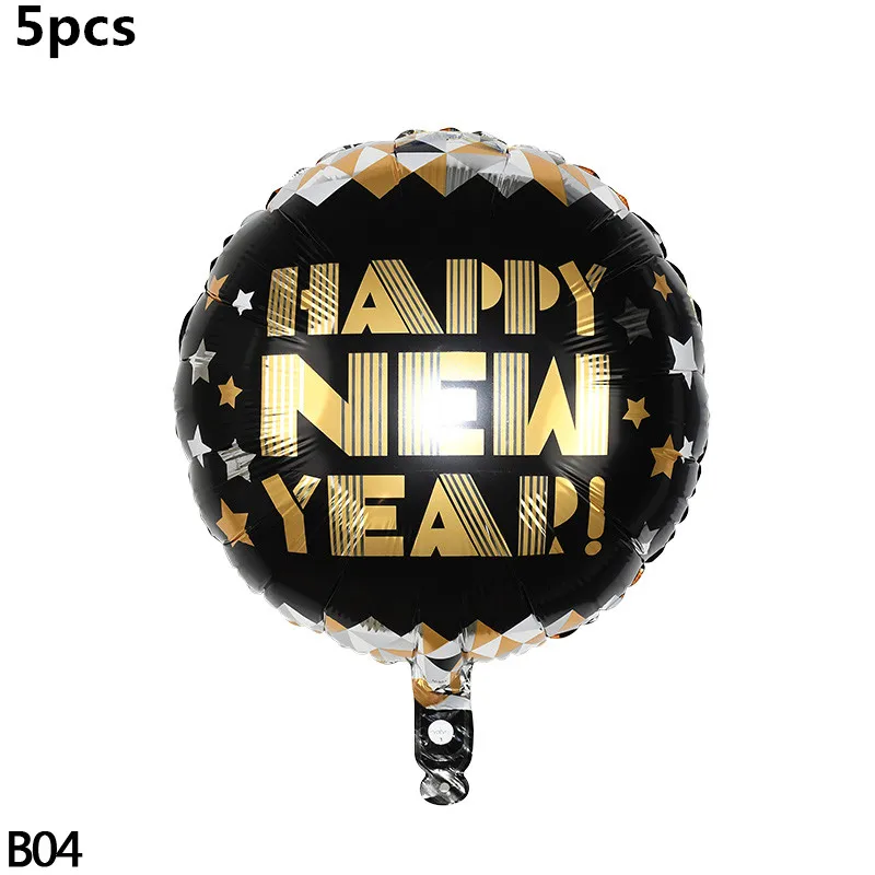 5pcs B04 С новогодним декором, воздушные шары из фольги, Черное золото, с буквенным принтом, воздушный шар для детей, игрушка в подарок, товары для рождественской вечеринки - Цвет: 5pcs B04