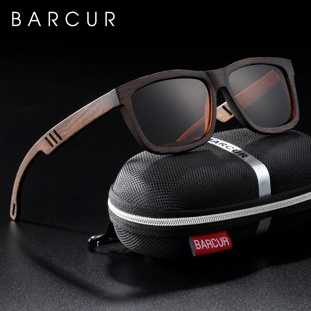 

BARCUR, квадратные солнцезащитные очки, бамбуковые, женские, коричневые, деревянные, солнцезащитные очки, мужские, поляризационные, Ретро стил...