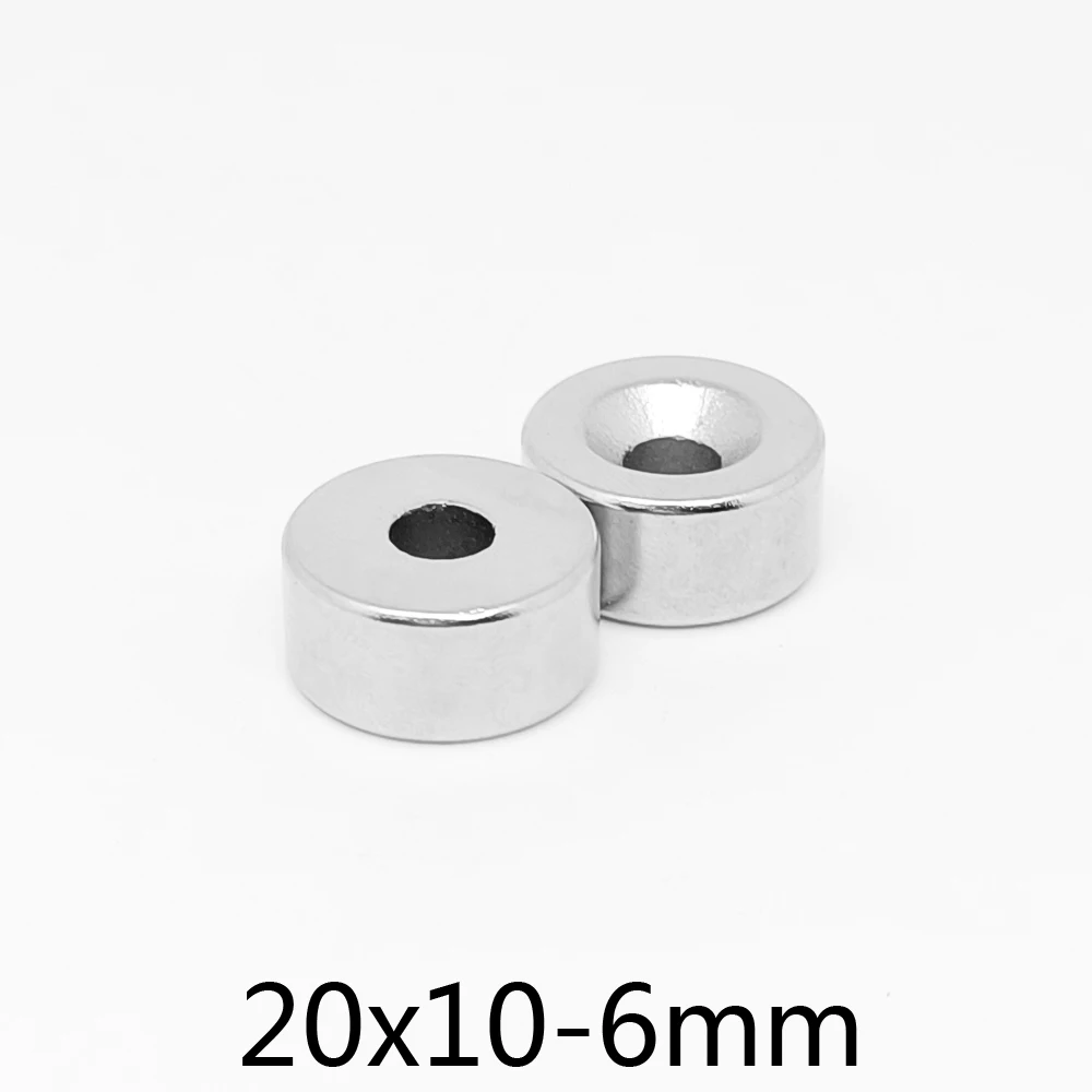 

2~200PCS 20x10-6 Strong Cylinder Rare Earth Countersunk Magnet 20*10 mm Hole 6mm Round Neodymium Magnets Permanent N35 20*10-6