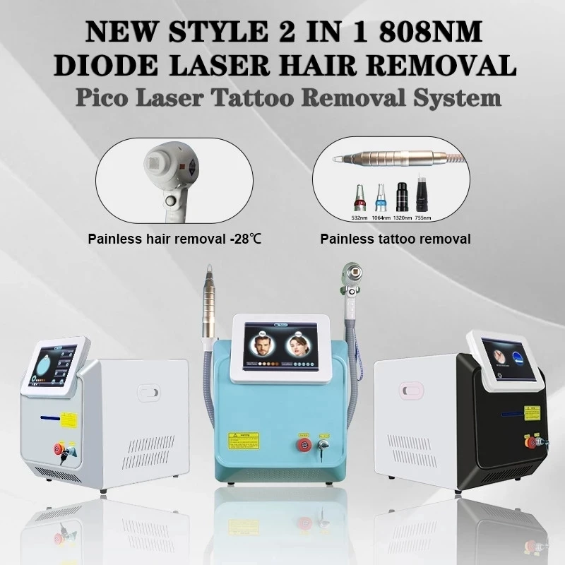 

2 in 1 808nm diode laser hair removal & NDYAG q-switch 755 1320 532 1064NM tattoo removal machine