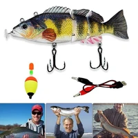 robotic fishing lure electric wobbler for pike electronic multi jointed bait 4 segments auto swimming swimbait usb led light