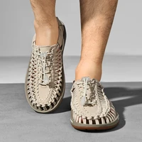 luxury fashion mens sandals 2022 summer slip on trend woven casual gladiator beach shoes men plus size 45 46 platform sandals