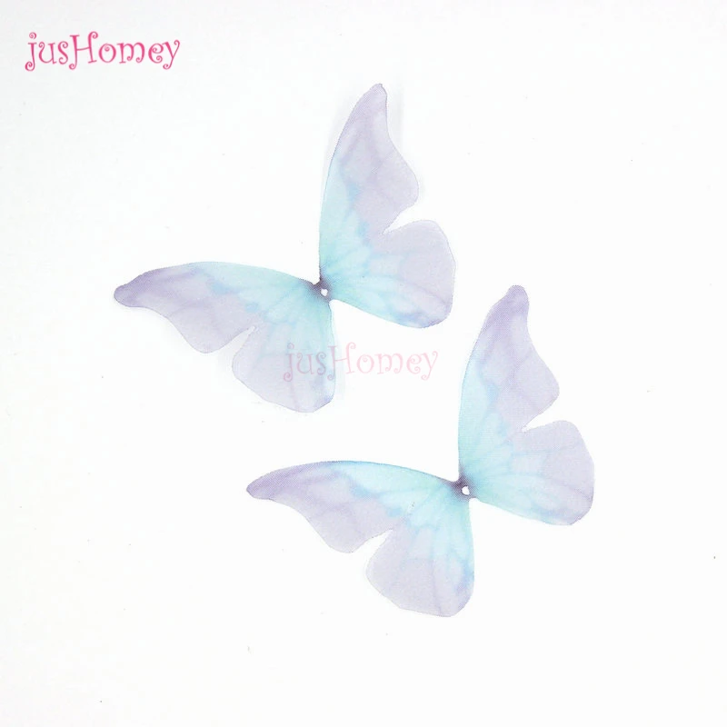 Бабочки из органзы с отверстием розовые синие шифоновые бабочки для сережек