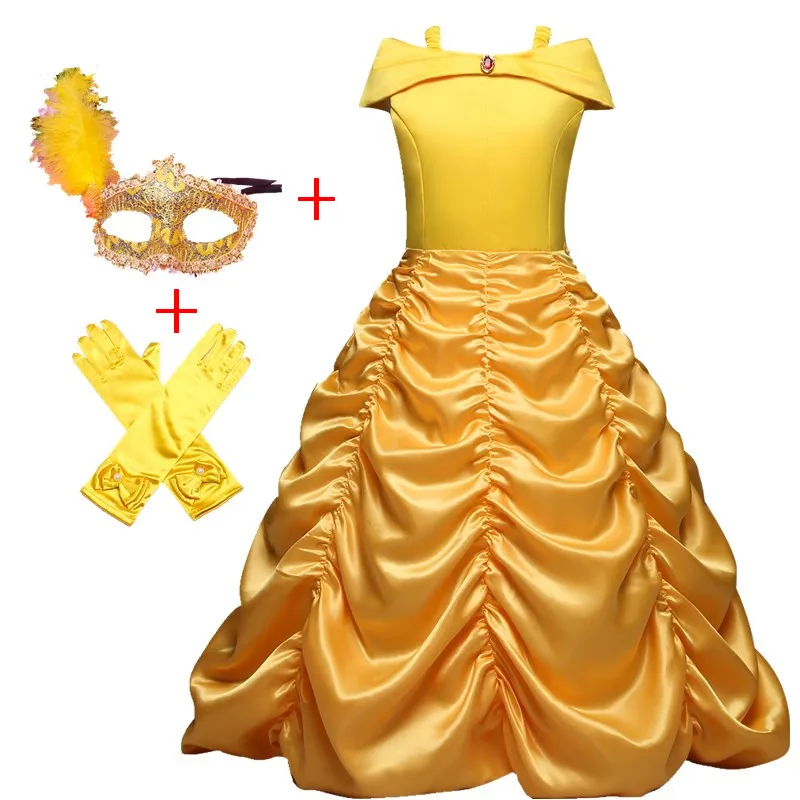 Belle Dress set Обувь для девочек принцесса Белль платья Летнее платье принцессы Красавица и Чудовище Косплэй костюм вечерние Модное бальное платье для детей на Белль функций - Цвет: Belle Dress set