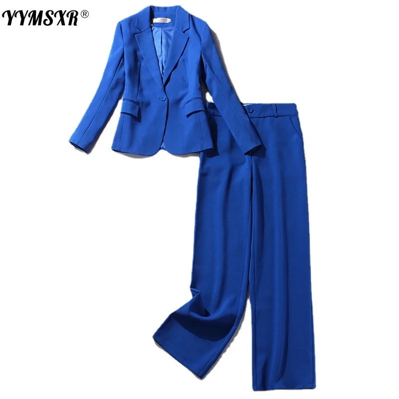 

Two-piece High-quality Ladies Office Suit Office Work Wear Feminine 2021 New Casual Ladies Blazer Elegant Wide-leg Trousers