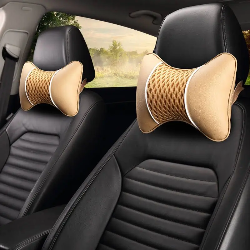 

Car seat headrest neck pillow car seat leather neck pillows cushion a pair Ice silk cervical pillow Car seat cushion headrest.