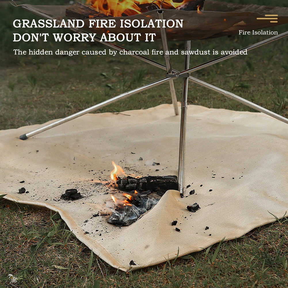

Fire Pit Mat Fireproof Picnic BBQ Pad Flame Retardant Protective Blanket Cloth Insulation Mat Glass Coated Heat Insulation Pad