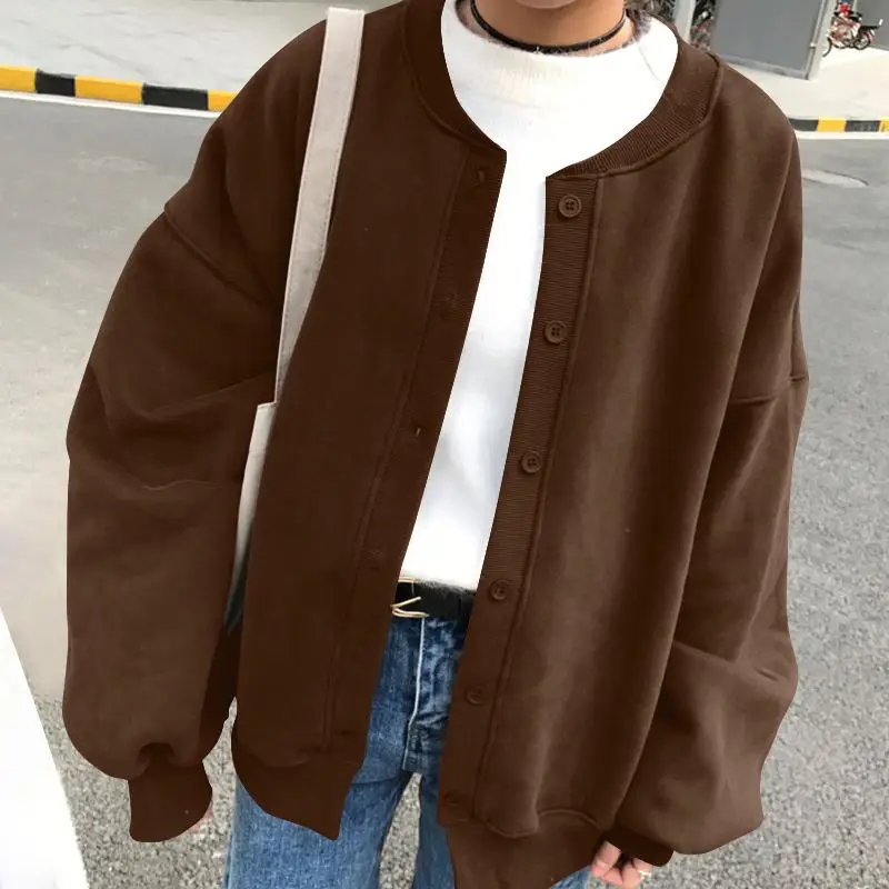 

Толстовка ZANZEA с круглым вырезом, пальто, женская модная толстовка, пальто, осень 2021, однотонные Куртки Оверсайз, Женская Повседневная Верхня...