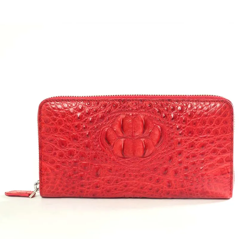

ourui true crocodile leather women wallet skull Genuine crocodile leather zipper Women wallet women clutch bag